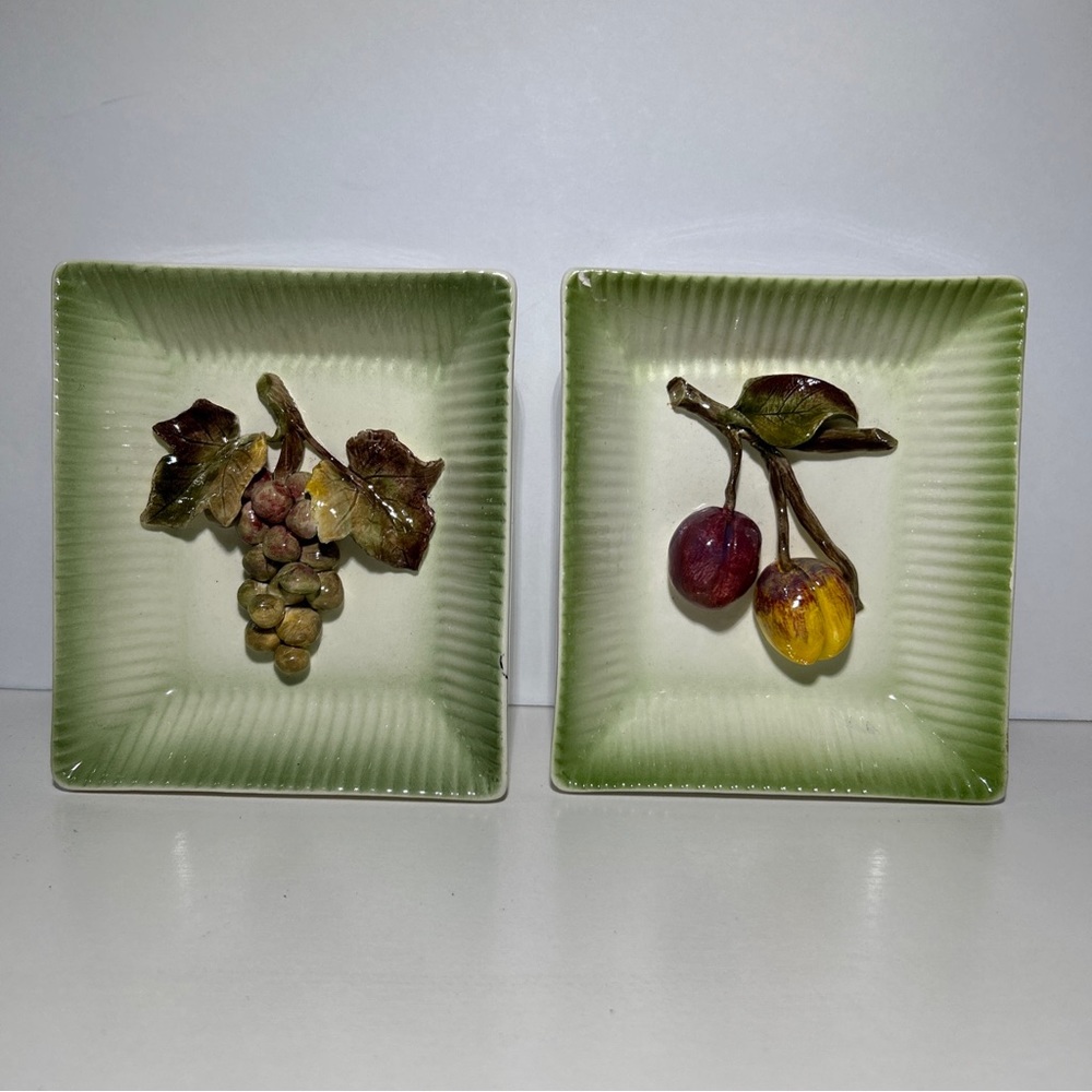 Wildwood Ceramic Hanging Picture Art Fruit Pasadena CA Relief Green Asis